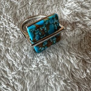 Sz 8 Turquoise and Brown Stone Ring
